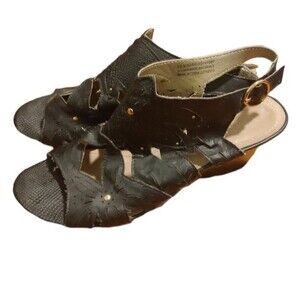 XOXO Black Lasercut Wedge Heels Size 10